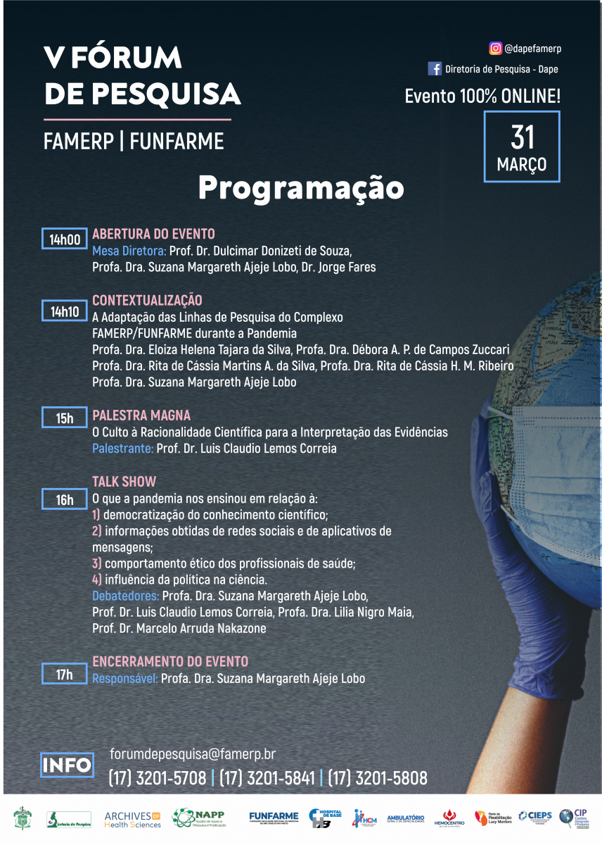 Programação V FÓRUM DE PESQUISA FAMERP FUNFARME